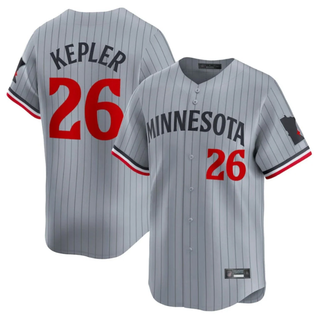 Blackjersey M.Twins #26 Max Kepler Player Gray Home Limited Stitched Jerseys