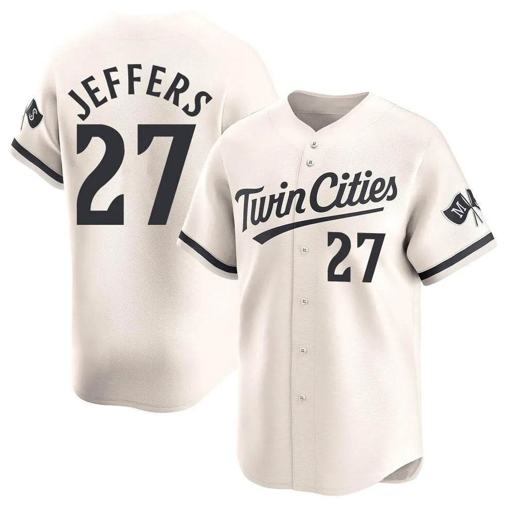 Blackjersey M.Twins #27 Ryan Jeffers Player Cream Home Limited Stitched Jerseys