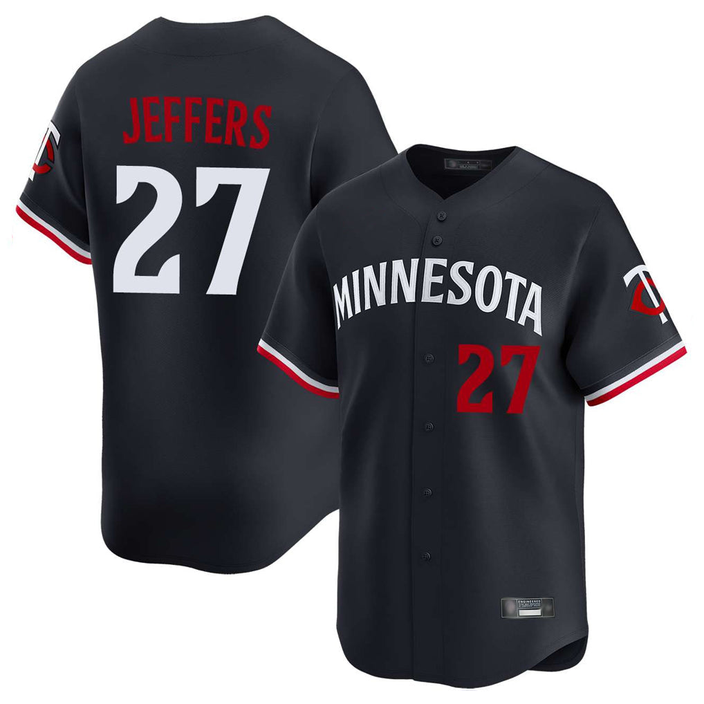 Blackjersey M.Twins #27 Ryan Jeffers Player Navy Home Limited Stitched Jerseys