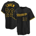 Blackjersey M.Twins #29 Rod Carew Player Black Snake Skin City Home Game Stitched Jerseys