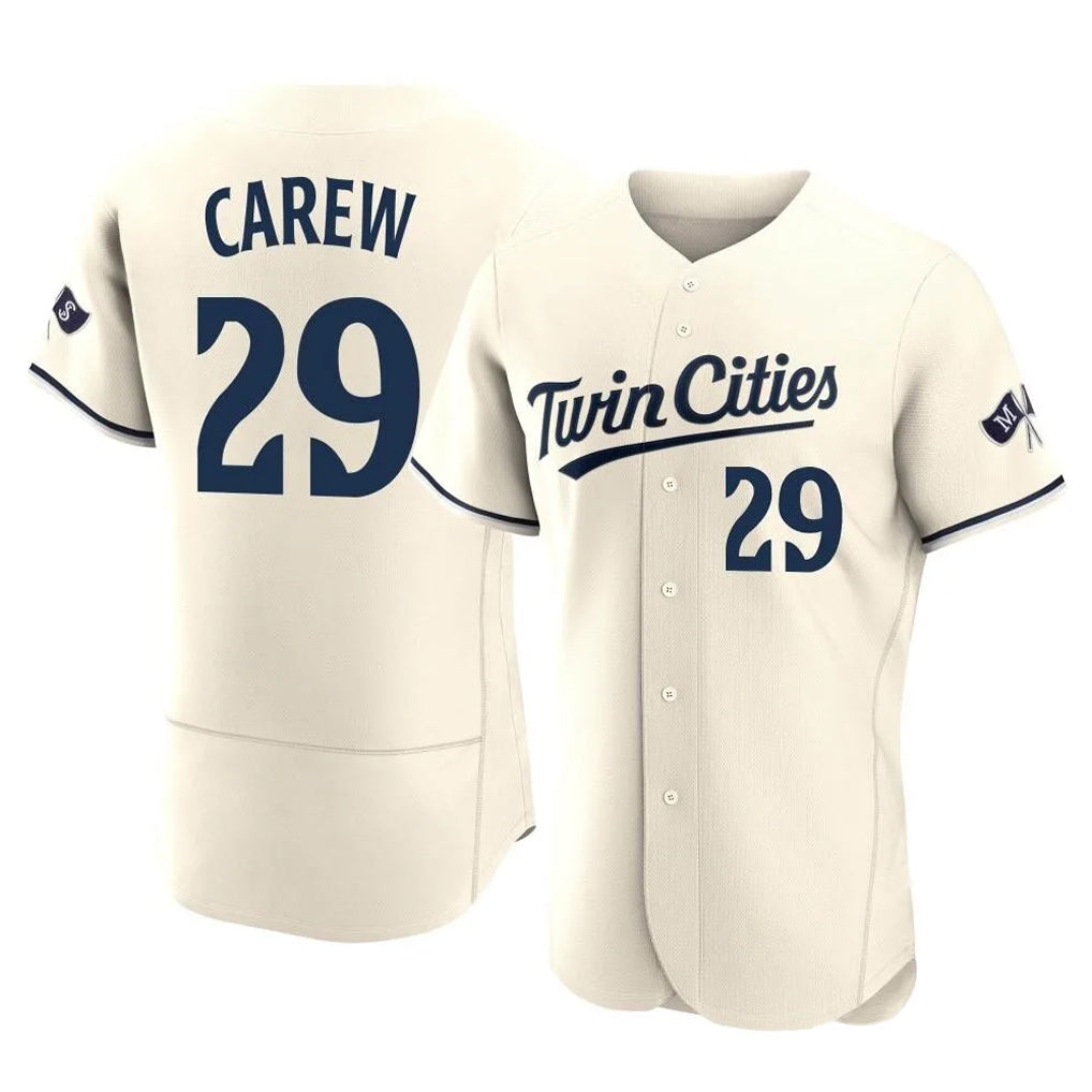 Blackjersey M.Twins #29 Rod Carew Player Cream Home Limited Elite Stitched Jerseys