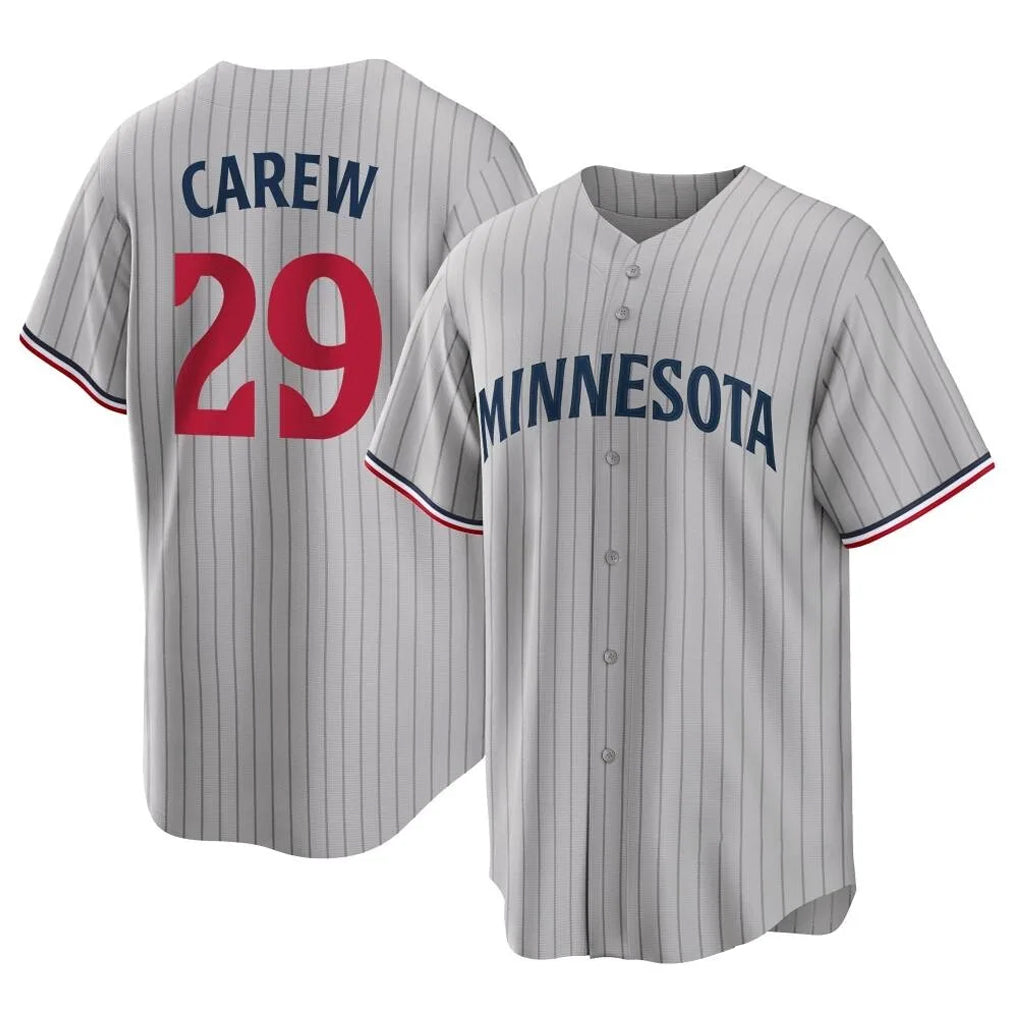 Blackjersey M.Twins #29 Rod Carew Player Gray Game Limited Home Stitched Jerseys