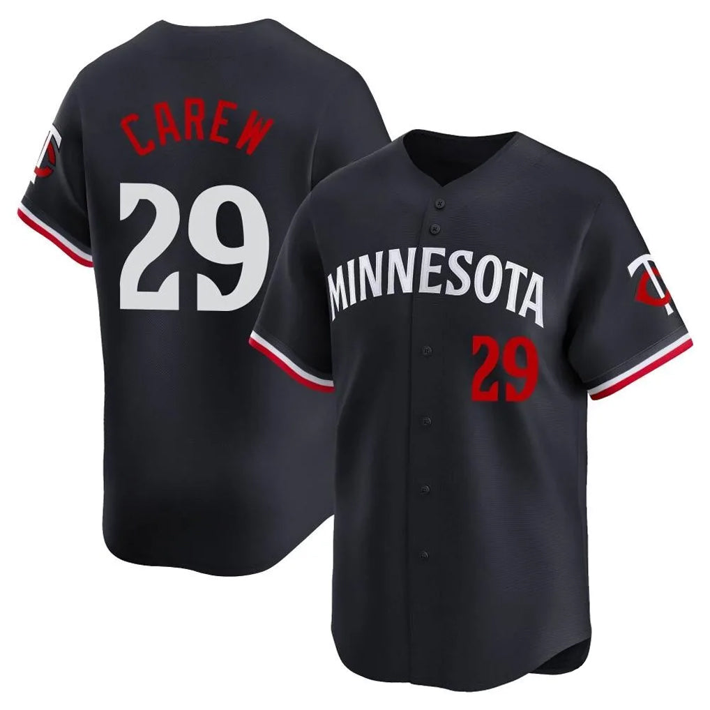 Blackjersey M.Twins #29 Rod Carew Player Navy Home Limited Stitched Jerseys