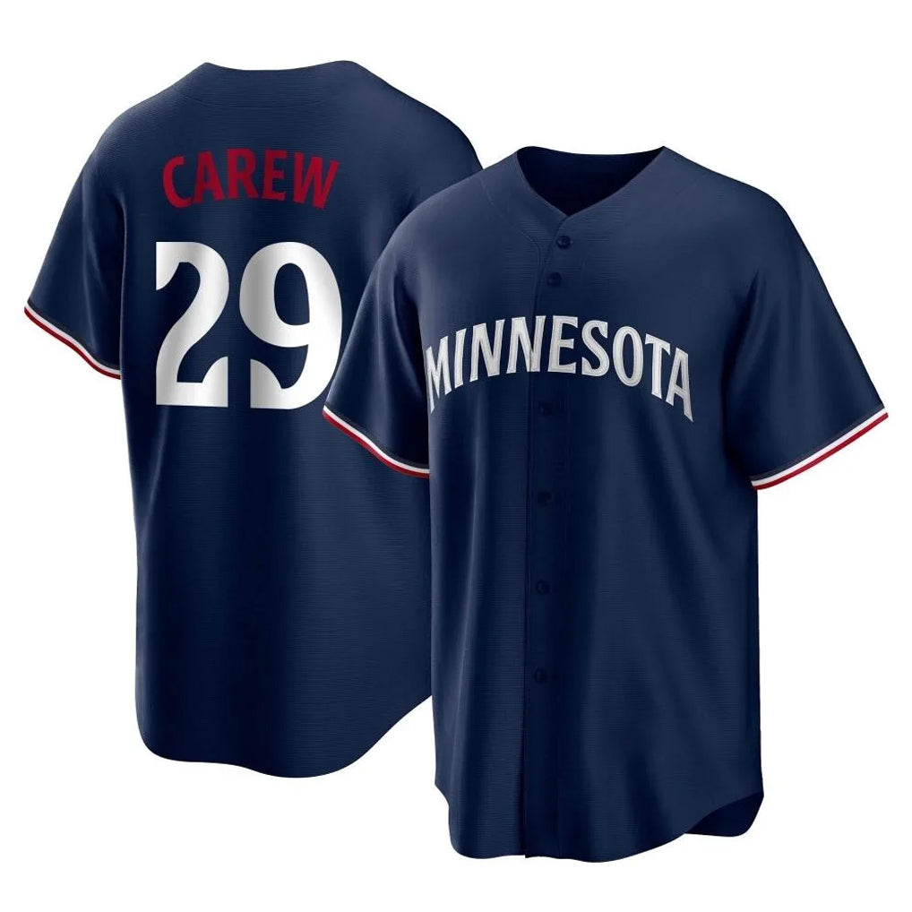 Blackjersey M.Twins #29 Rod Carew Player Navy Replica Alternate Home Stitched Jerseys