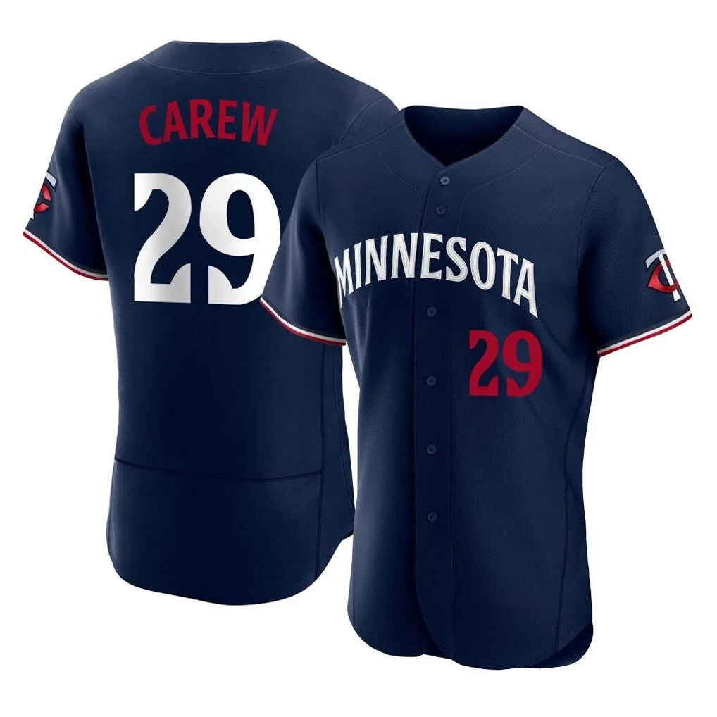 Blackjersey M.Twins #29 Rod Carew Player Navy Replica Home Limited Elite Stitched Jerseys