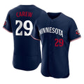 Blackjersey M.Twins #29 Rod Carew Player Navy Replica Home Limited Elite Stitched Jerseys