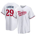 Blackjersey M.Twins #29 Rod Carew Player White Home Game Stitched Jerseys
