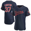 Blackjersey M.Twins #37 Victor Caratini Player Navy 60th Home Limited Elite Stitched Jerseys