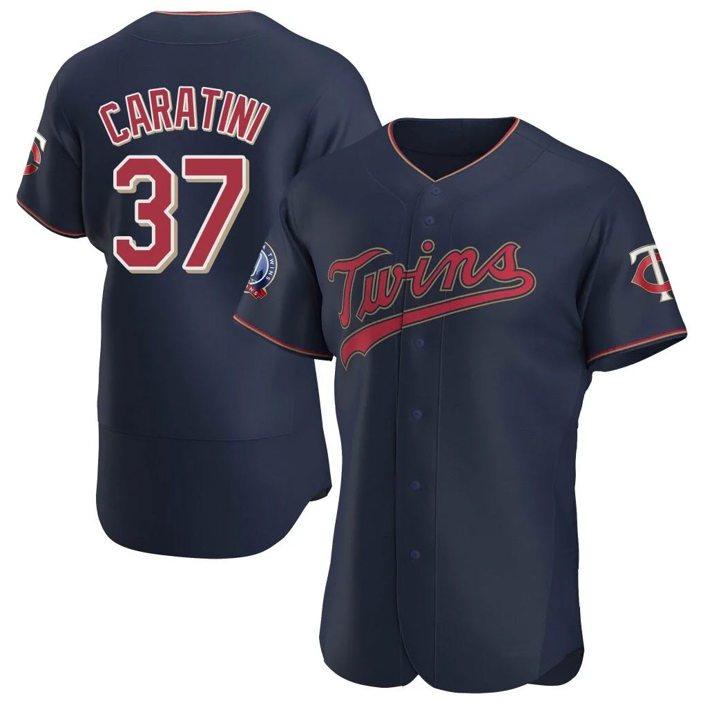 Blackjersey M.Twins #37 Victor Caratini Player Navy 60th Home Limited Elite Stitched Jerseys