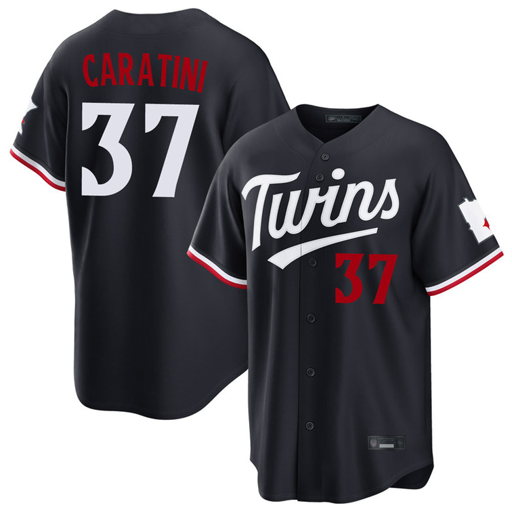 Blackjersey M.Twins #37 Victor Caratini Player Navy Home Game Stitched Jerseys
