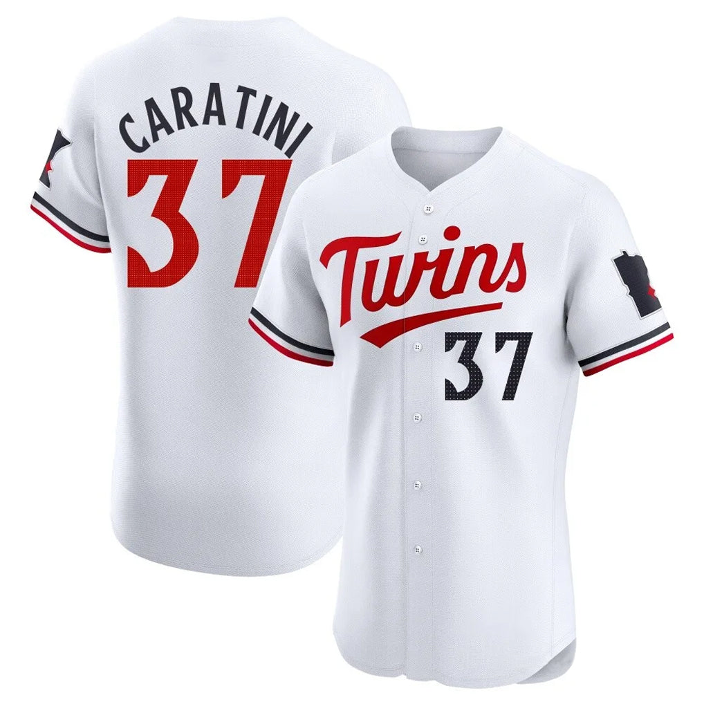 Blackjersey M.Twins #37 Victor Caratini Player White Home Limited Elite Stitched Jerseys