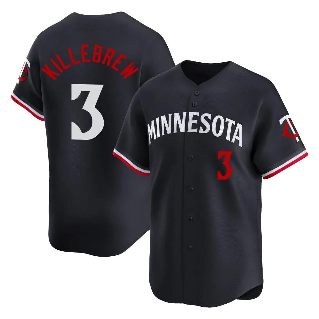 Blackjersey M.Twins #3 Harmon Killebrew Player Navy Home Limited Stitched Jerseys