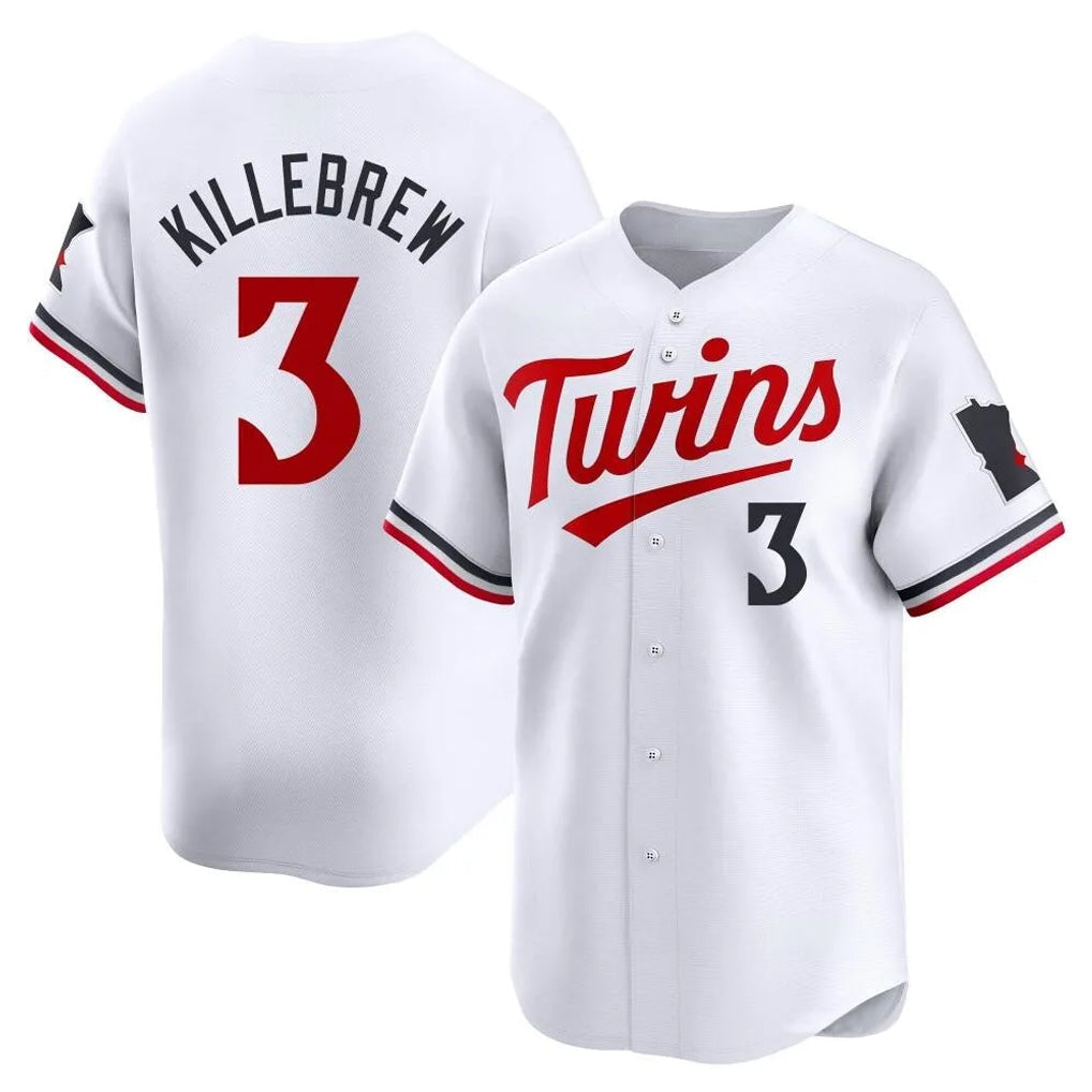 Blackjersey M.Twins #3 Harmon Killebrew Player White Home Limited Stitched Jerseys