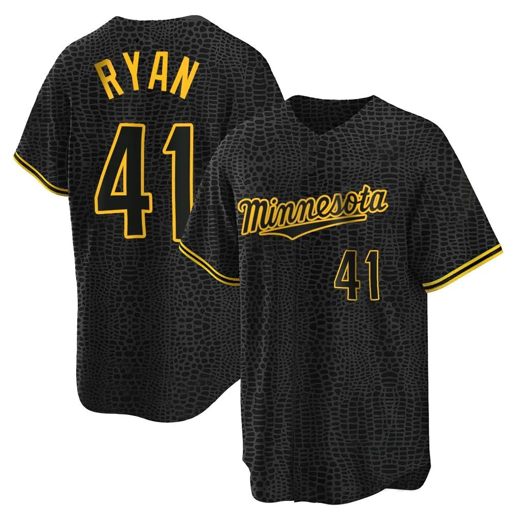 Blackjersey M.Twins #41 Joe Ryan Player Black Snake Skin City Home Game Stitched Jerseys