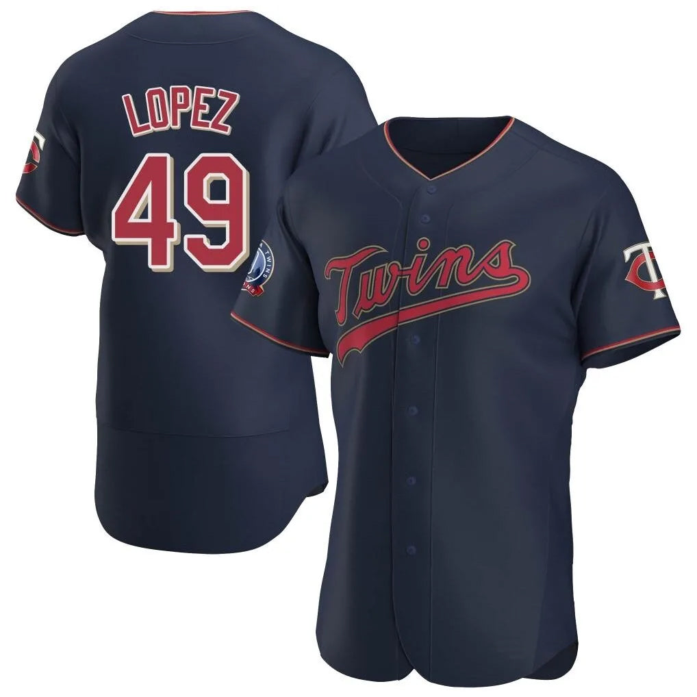 Blackjersey M.Twins #49 Pablo Lopez Player Navy 60th Home Limited Elite Stitched Jerseys