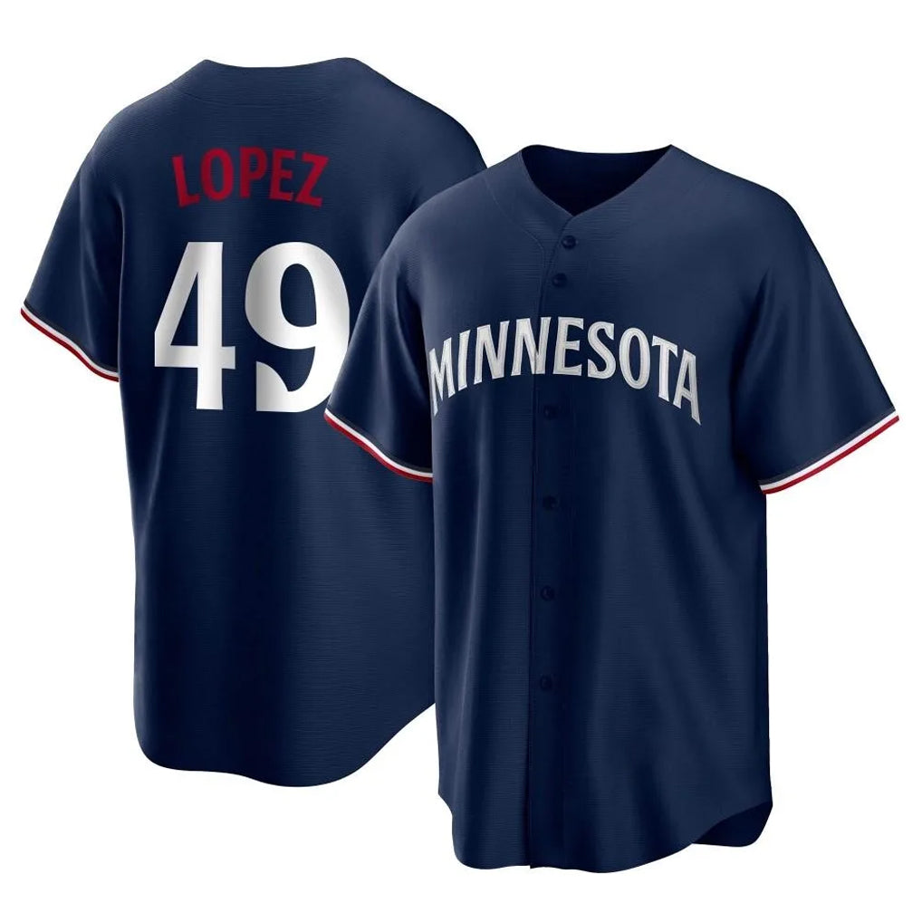 Blackjersey M.Twins #49 Pablo Lopez Player Navy Replica Alternate Home Stitched Jerseys