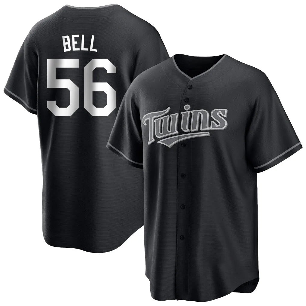Blackjersey M.Twins #56 Josh Bell Player Black Home Game Stitched Jerseys