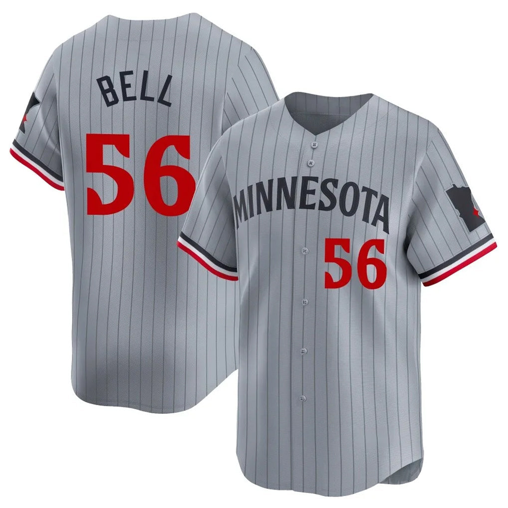 Blackjersey M.Twins #56 Josh Bell Player Gray Home Limited Stitched Jerseys