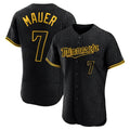 Blackjersey M.Twins #7 Joe Mauer Player Black Snake Skin City Home Limited Elite Stitched Jerseys