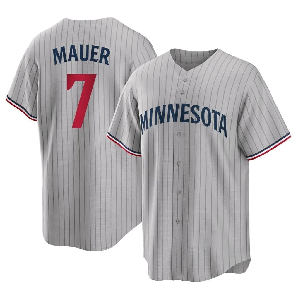 Blackjersey M.Twins #7 Joe Mauer Player Gray Game Limited Home Stitched Jerseys