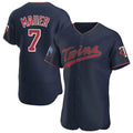 Blackjersey M.Twins #7 Joe Mauer Player Navy 60th Home Limited Elite Stitched Jerseys