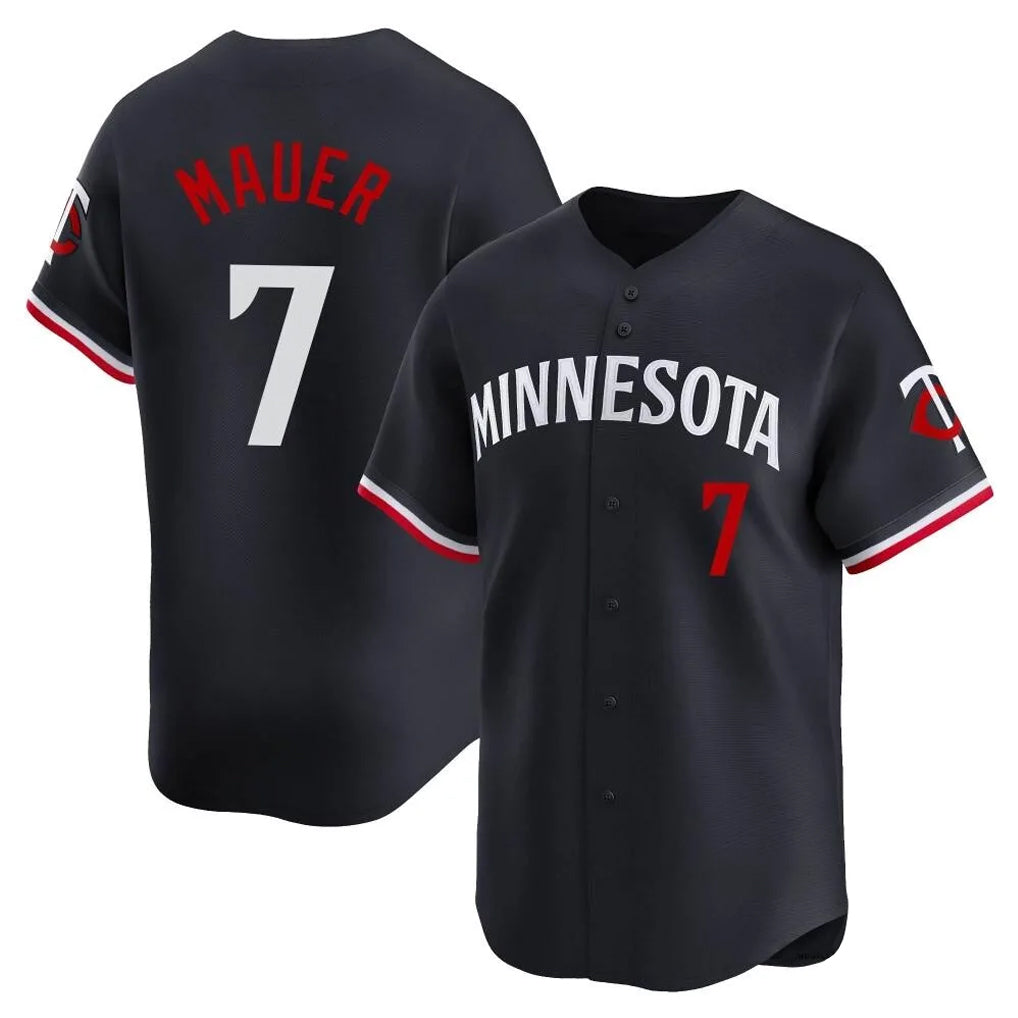 Blackjersey M.Twins #7 Joe Mauer Player Navy Home Limited Stitched Jerseys