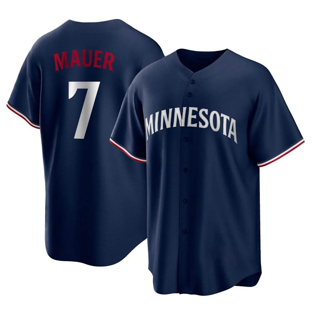 Blackjersey M.Twins #7 Joe Mauer Player Navy Replica Alternate Home Stitched Jerseys