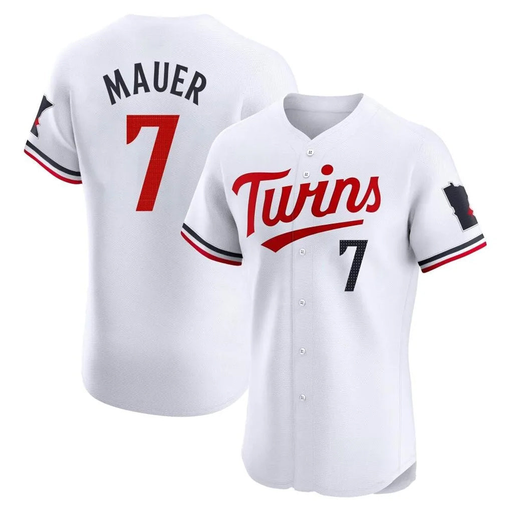 Blackjersey M.Twins #7 Joe Mauer Player White Home Limited Elite Stitched Jerseys