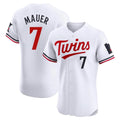 Blackjersey M.Twins #7 Joe Mauer Player White Home Limited Elite Stitched Jerseys