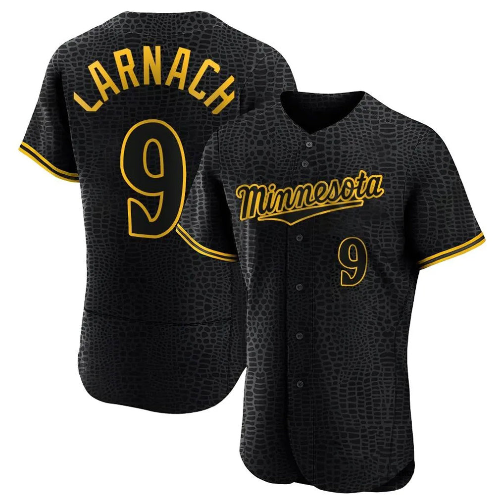 Blackjersey M.Twins #9 Trevor Larnach Player Black Snake Skin City Home Limited Elite Stitched Jerseys
