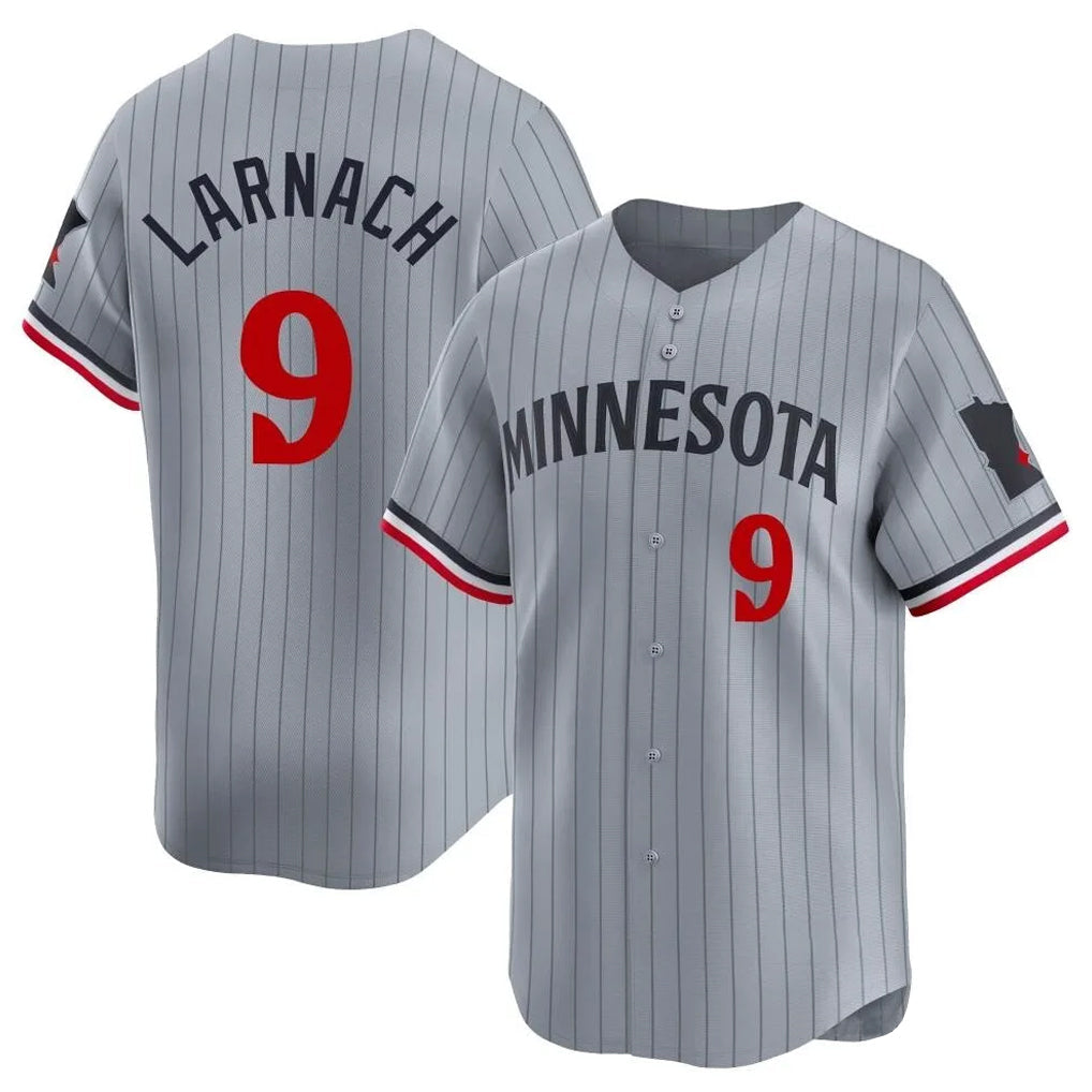 Blackjersey M.Twins #9 Trevor Larnach Player Gray Home Limited Stitched Jerseys