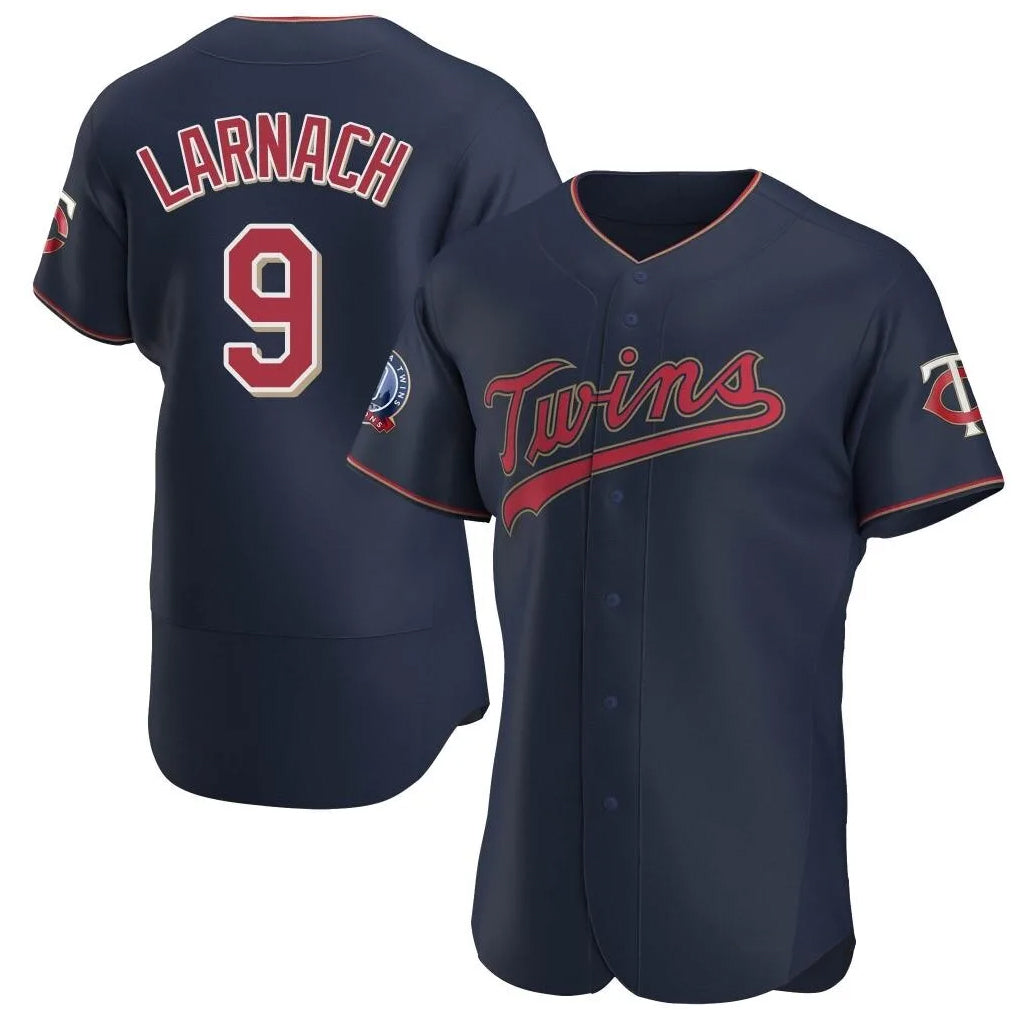 Blackjersey M.Twins #9 Trevor Larnach Player Navy 60th Home Limited Elite Stitched Jerseys