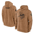 Blackjersey M.Vikings Brown Salute to Service Pullover Hoodies Limited Game Blank Player Stitched Jerseys