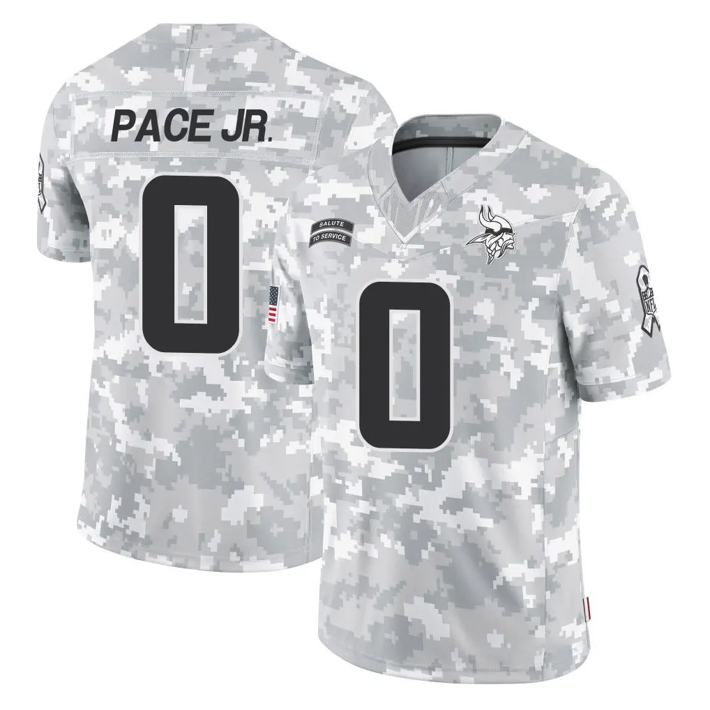 Blackjersey M.Vikings #0 Ivan Pace Jr. Player Arctic Camo Salute To Service Limited Game Stitched Jerseys
