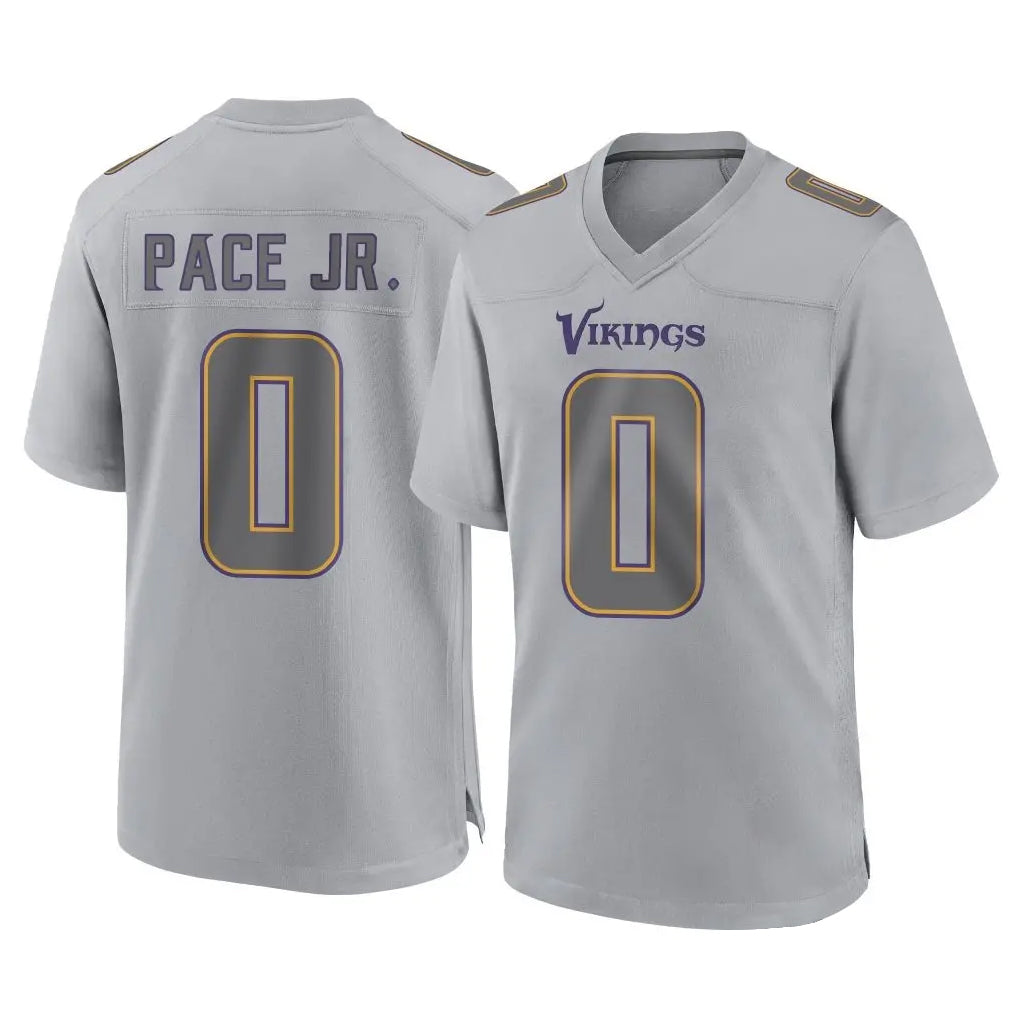 Blackjersey M.Vikings #0 Ivan Pace Jr. Player Gray Atmosphere Fashion Home Game Stitched Jerseys