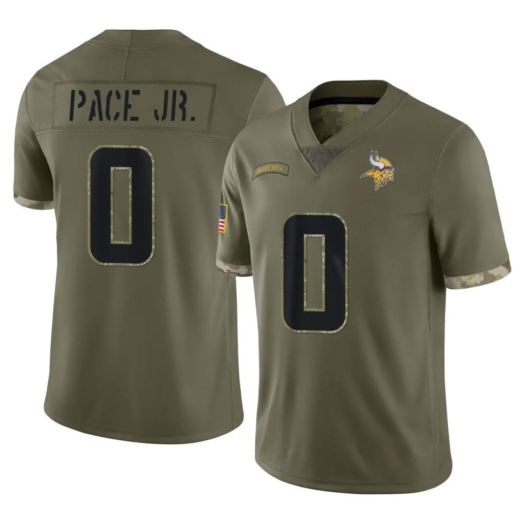 Blackjersey M.Vikings #0 Ivan Pace Jr. Player Olive Salute To Service Limited Game Stitched Jerseys