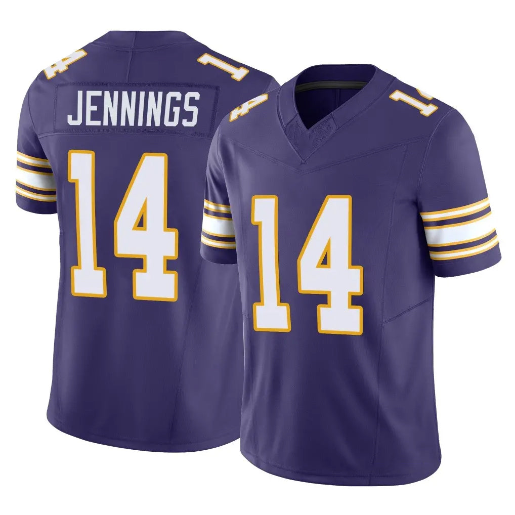 Blackjersey M.Vikings #14 Jauan Jennings Player Purple Limited Classic Vapor F.U.S.E. Home Game Stitched Jerseys
