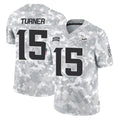 Blackjersey M.Vikings #15 Dallas Turner Player Arctic Camo Salute To Service Limited Game Stitched Jerseys