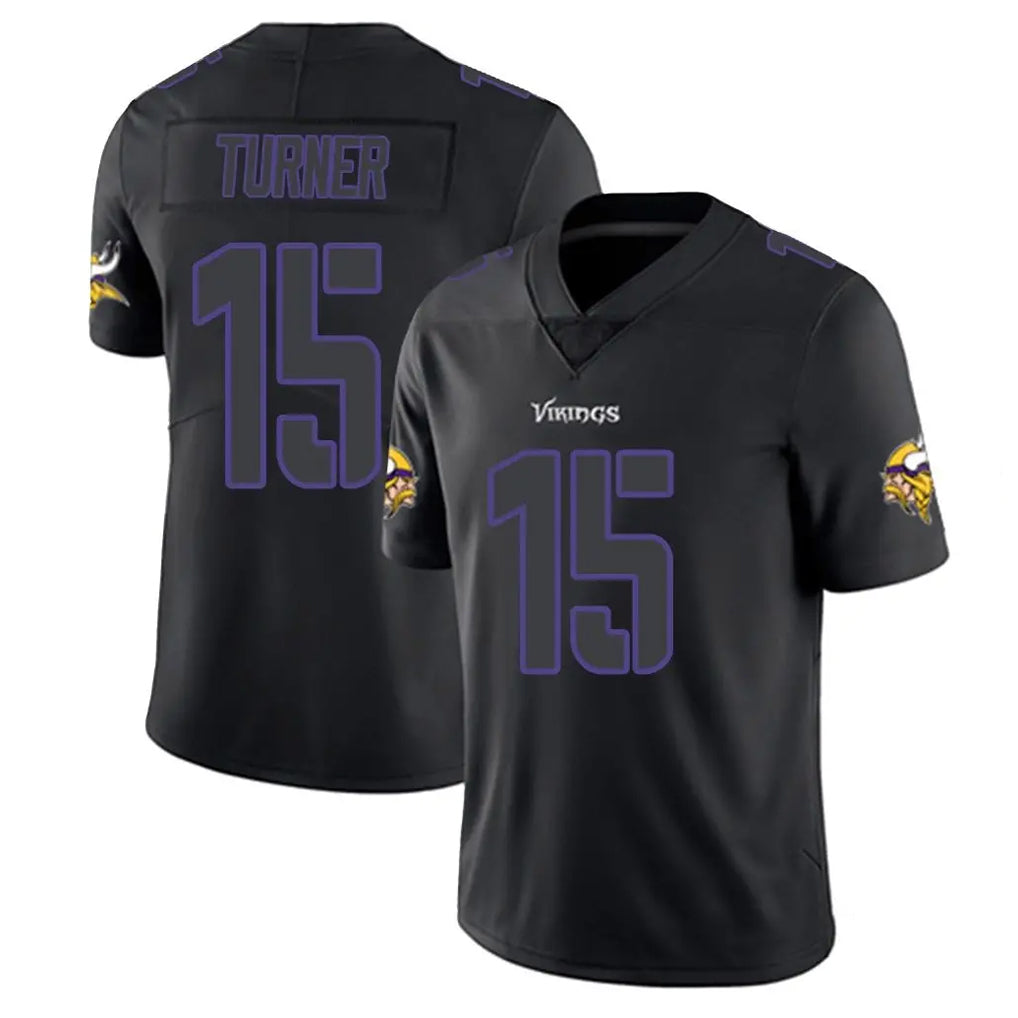Blackjersey M.Vikings #15 Dallas Turner Player Black Impact LImited Home Game Stitched Jerseys