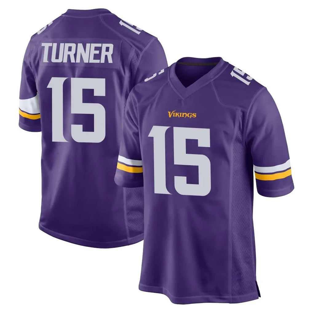 Blackjersey M.Vikings #15 Dallas Turner Player Purple Home Game Stitched Jerseys
