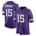 Blackjersey M.Vikings #15 Dallas Turner Player Purple Home Game Stitched Jerseys
