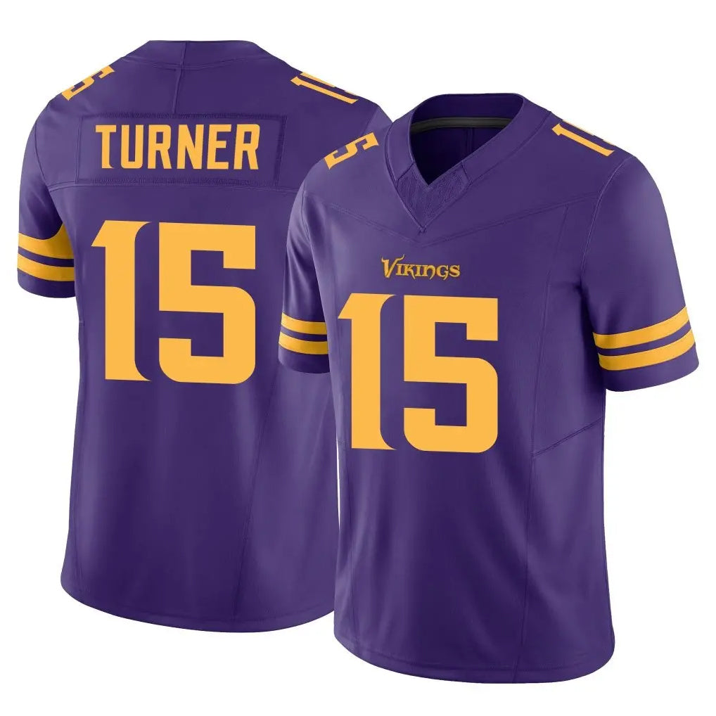 Blackjersey M.Vikings #15 Dallas Turner Player Purple Limited Alternate Vapor F.U.S.E. Home Game Stitched Jerseys
