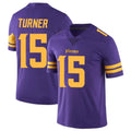 Blackjersey M.Vikings #15 Dallas Turner Player Purple Limited Color Rush Home Game Stitched Jerseys