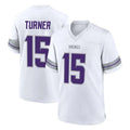 Blackjersey M.Vikings #15 Dallas Turner Player White Alternate Home Game Stitched Jerseys