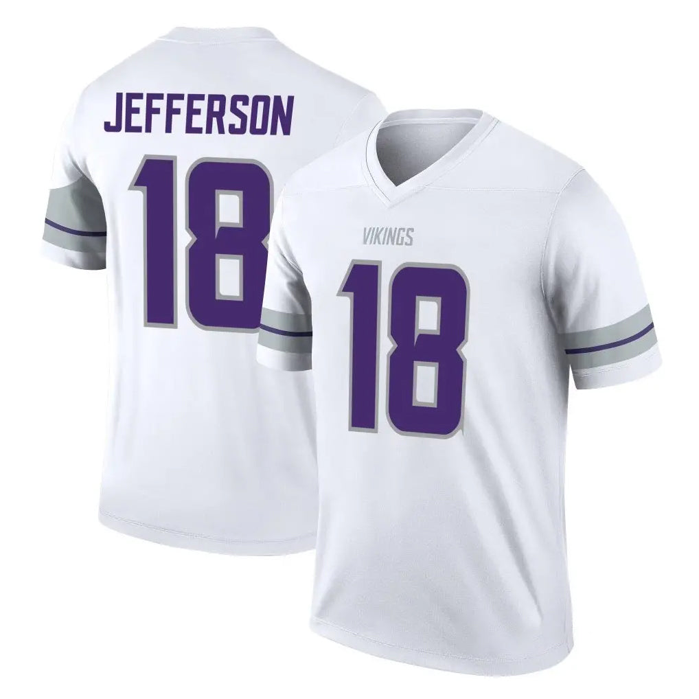 Blackjersey M.Vikings #18 Justin Jefferson Player White Alternate Legend Home Game Stitched Jerseys