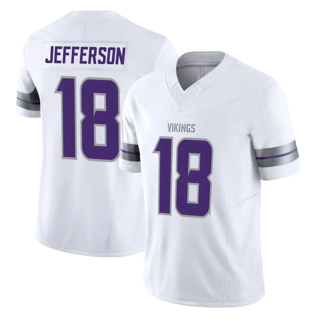 Blackjersey M.Vikings #18 Justin Jefferson Player White Limited Alternate Vapor F.U.S.E. Home Game Stitched Jerseys
