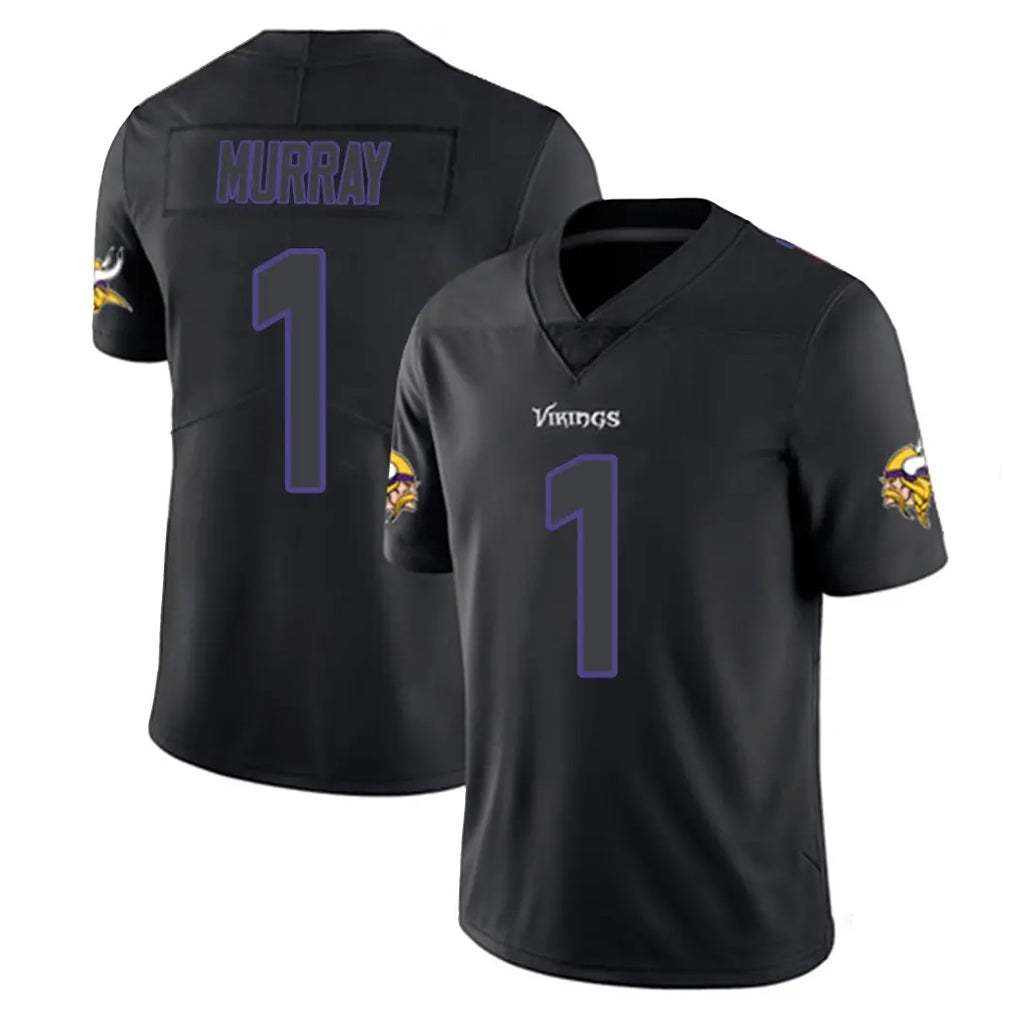 Blackjersey M.Vikings #1 Kyler Murray Player Black Impact LImited Home Game Stitched Jerseys