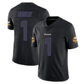 Blackjersey M.Vikings #1 Kyler Murray Player Black Impact LImited Home Game Stitched Jerseys