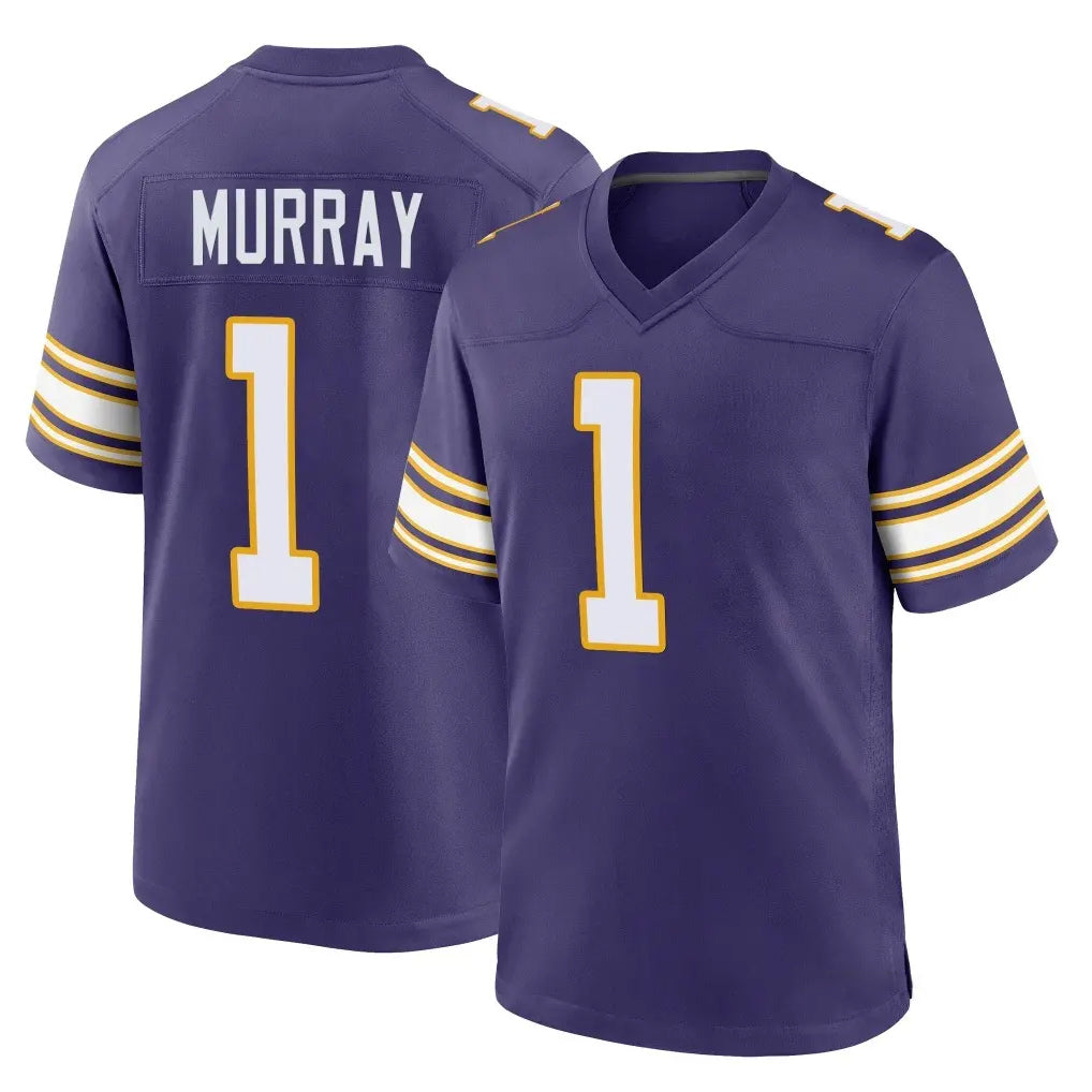 Blackjersey M.Vikings #1 Kyler Murray Player Purple Classic Home Game Stitched Jerseys