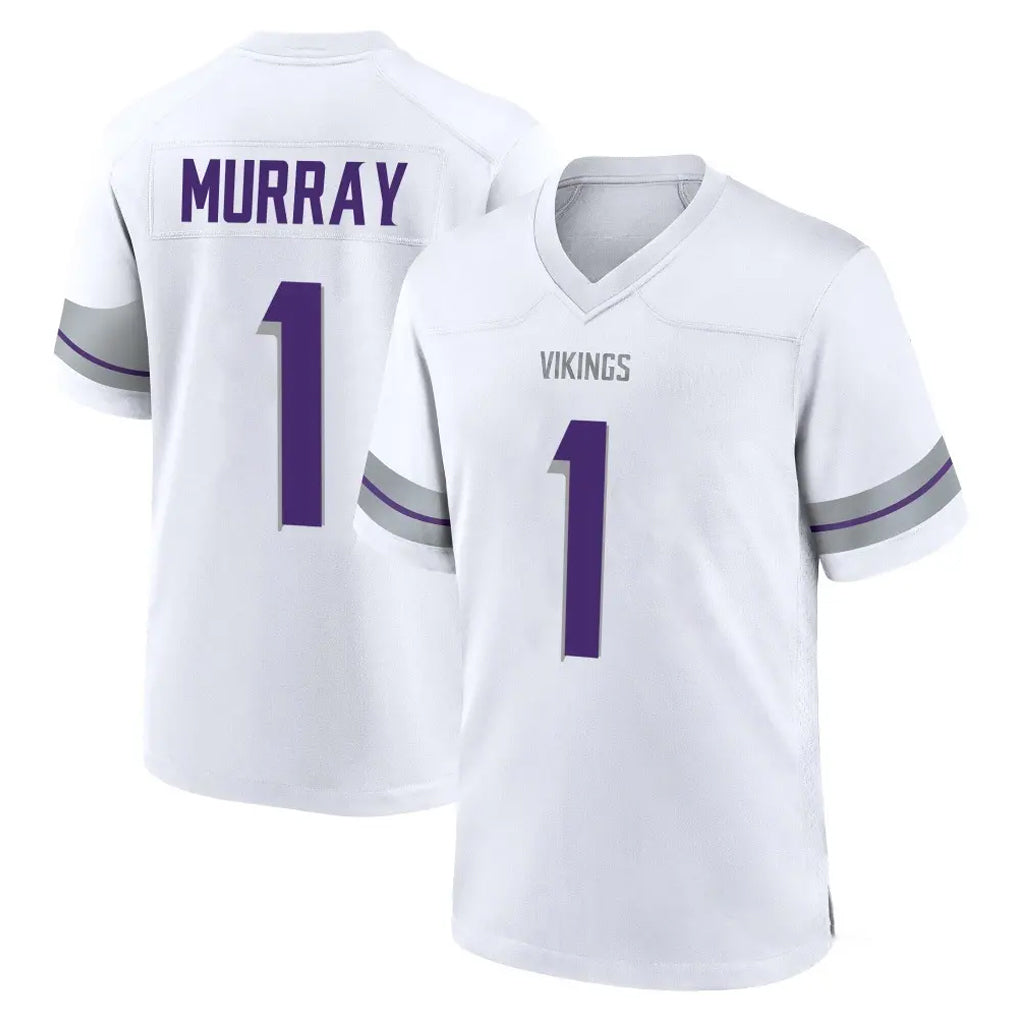 Blackjersey M.Vikings #1 Kyler Murray Player White Alternate Home Game Stitched Jerseys